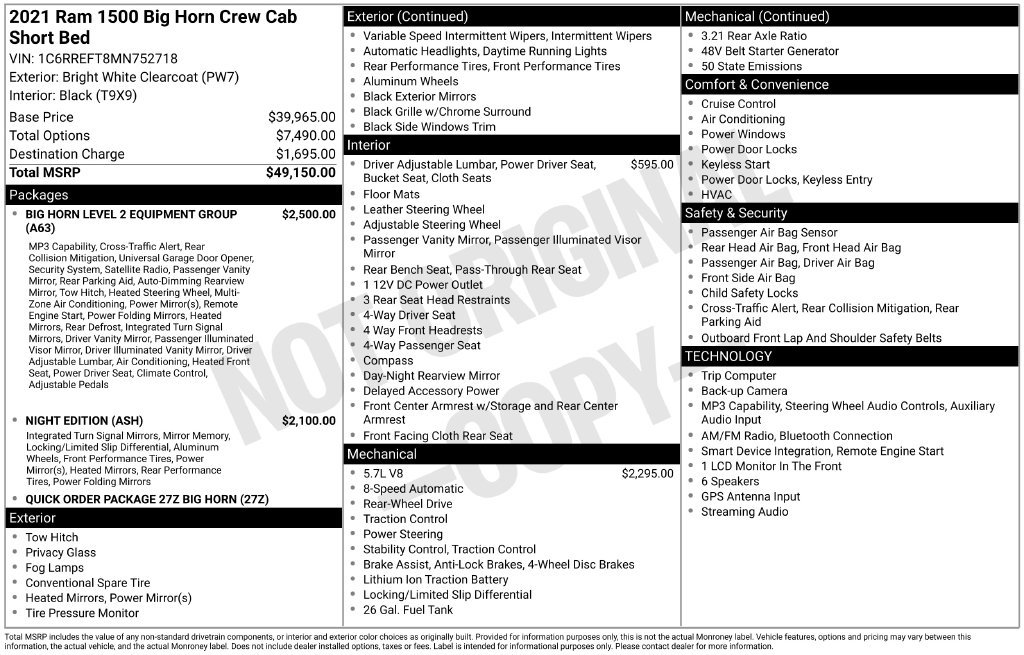 Used 2021 RAM 1500 Big Horn RWD image 10