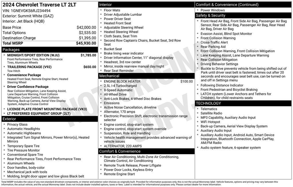 Used 2024 Chevrolet Traverse LT w/ Midnight/Sport Edition AWD/4WD image 42