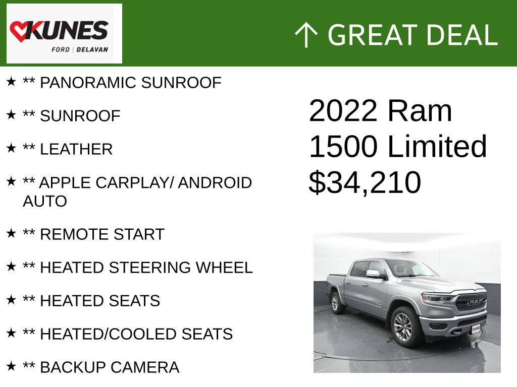 Used 2022 RAM 1500 Limited w/ Body-Colour Bumper Group AWD/4WD image 2