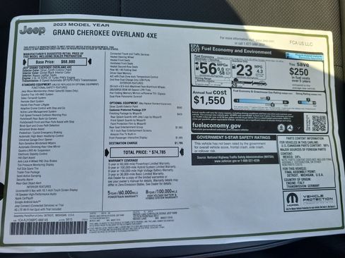 New 2023 Jeep Grand Cherokee Overland w/ Rear Seat Video Group I AWD/4WD image 17