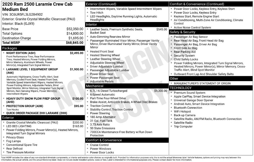 Used 2020 RAM 2500 Laramie w/ Night Edition AWD/4WD image 1