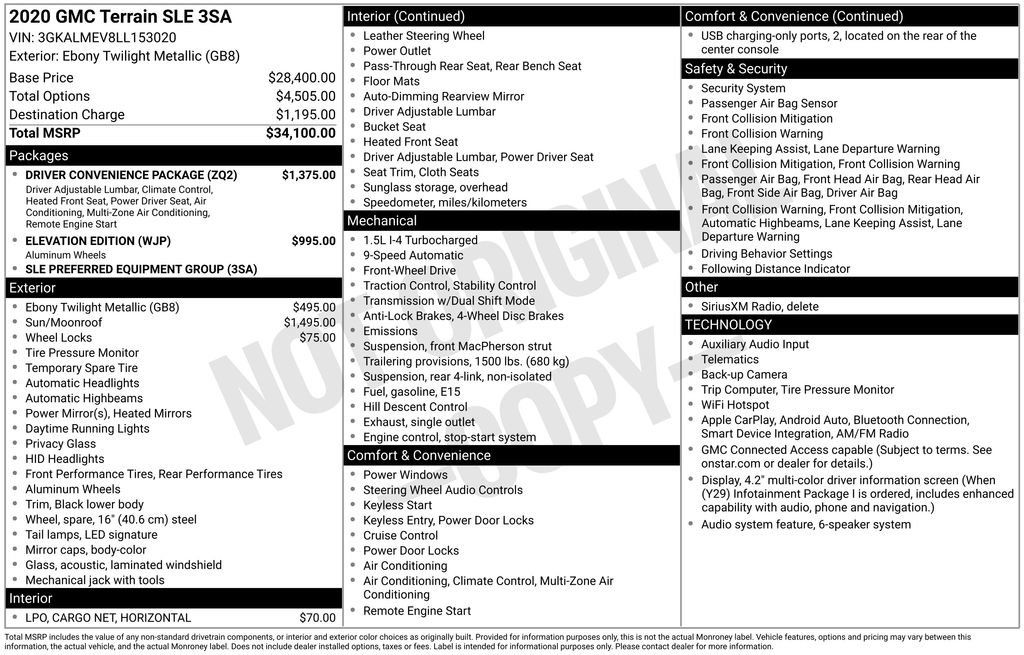 Used 2020 GMC Terrain SLE w/ Driver Convenience Package FWD image 28