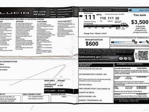 Used 2022 Lucid Air Dream Edition AWD/4WD image 81