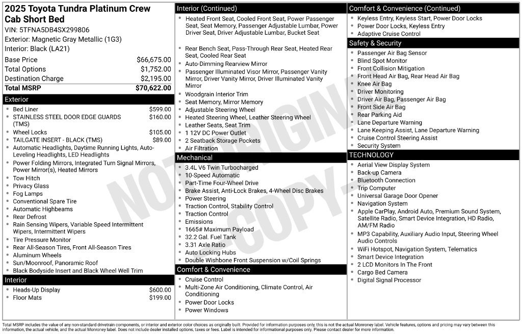 Certified 2025 Toyota Tundra Platinum AWD/4WD image 29