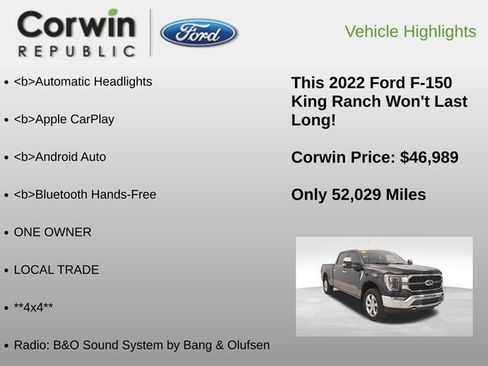 Used 2022 Ford F150 King Ranch w/ Equipment Group 601A High image 12