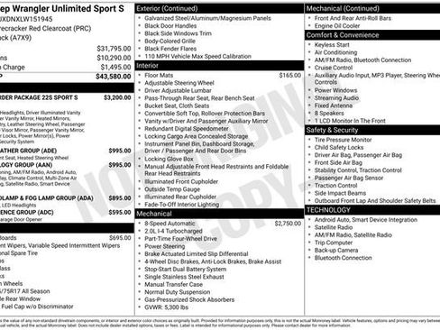 Certified 2020 Jeep Wrangler Unlimited Sport S image 14
