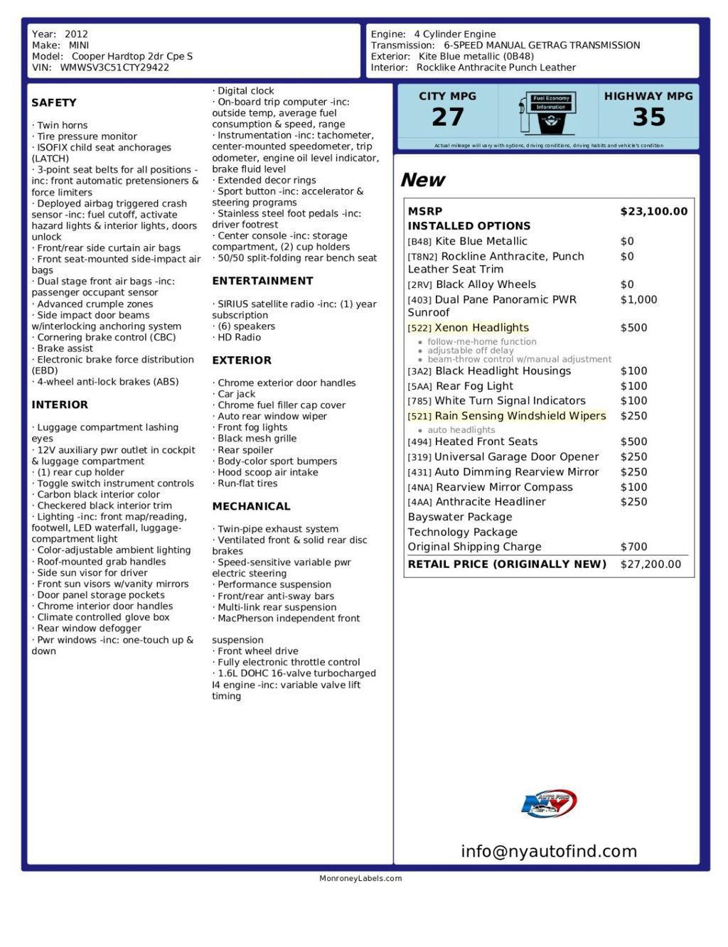 Used 2012 MINI Cooper S w/ Bayswater Pkg FWD image 10
