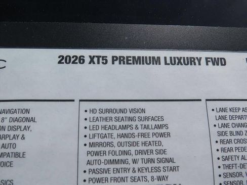 New 2026 Cadillac XT5 Premium Luxury w/ Driver Assist Package FWD image 9