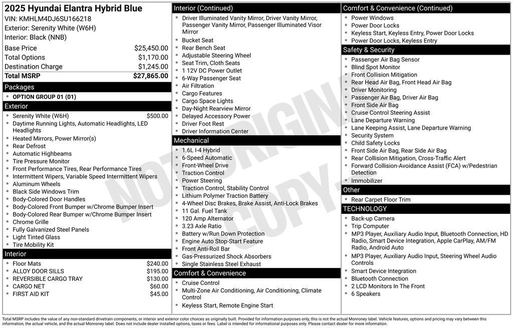 Used 2025 Hyundai Elantra Hybrid FWD image 1