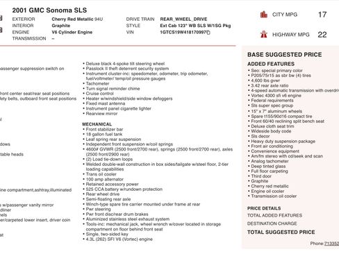 Used 2001 GMC Sonoma SLS w/ Super Spec Pkg 3 image 4