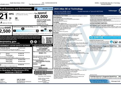 Used 2025 Volkswagen Atlas SE AWD/4WD image 4