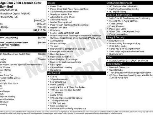 Used 2008 Dodge Ram 2500 Truck Laramie w/ Trailer Tow Group AWD/4WD image 26