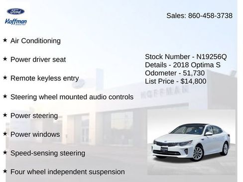 Used 2018 Kia Optima S w/ Panoramic Sunroof Package FWD image 10