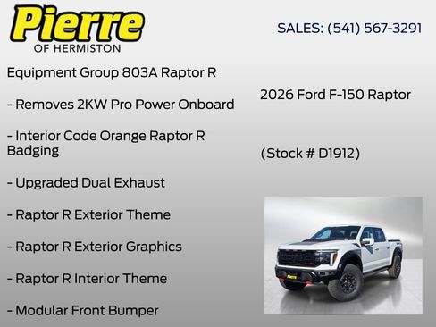 New 2026 Ford F150 Raptor w/ Equipment Group 803A Raptor R AWD/4WD image 6