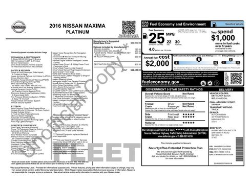 Used 2016 Nissan Maxima Platinum FWD image 7