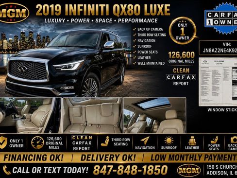 Used 2019 INFINITI QX80 Luxe w/ 22" Wheel Package AWD/4WD image 1