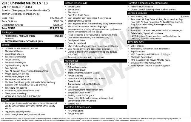 Used 2015 Chevrolet Malibu LS w/ Protection Package FWD image 33