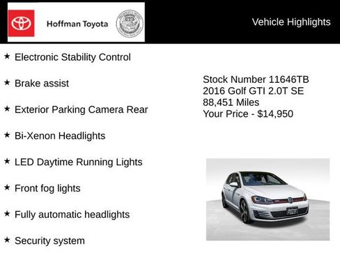 Used 2016 Volkswagen GTI SE w/ Lighting Package (SEL) FWD image 25