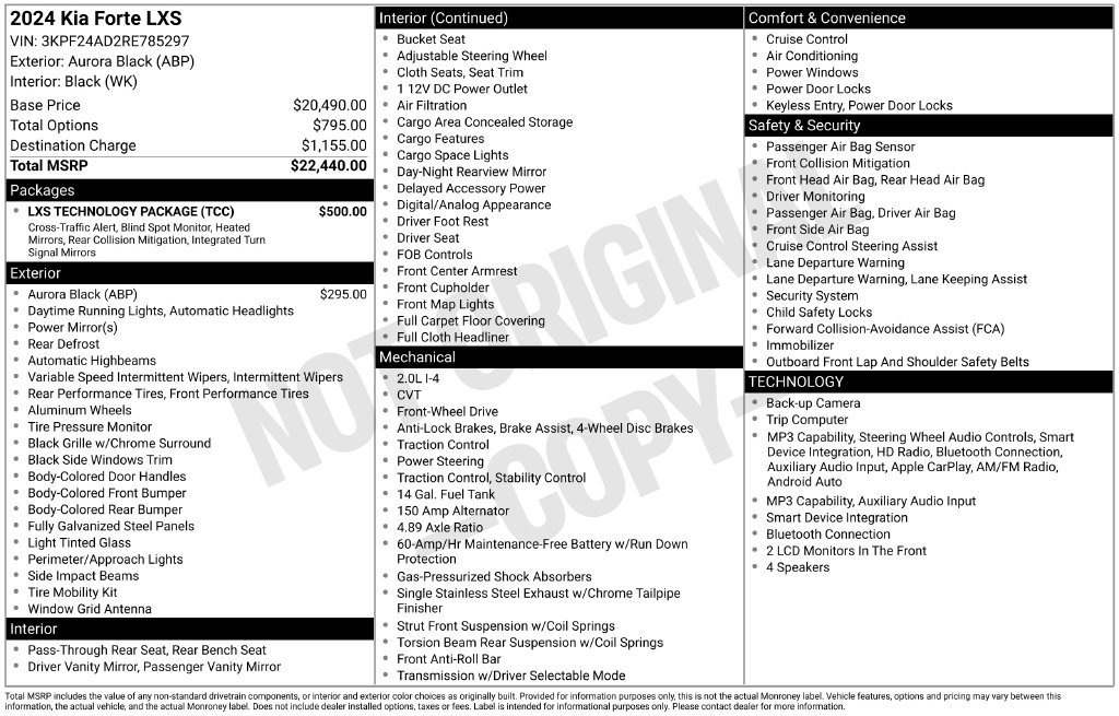 Used 2024 Kia Forte LXS w/ LXS Technology Package FWD image 11