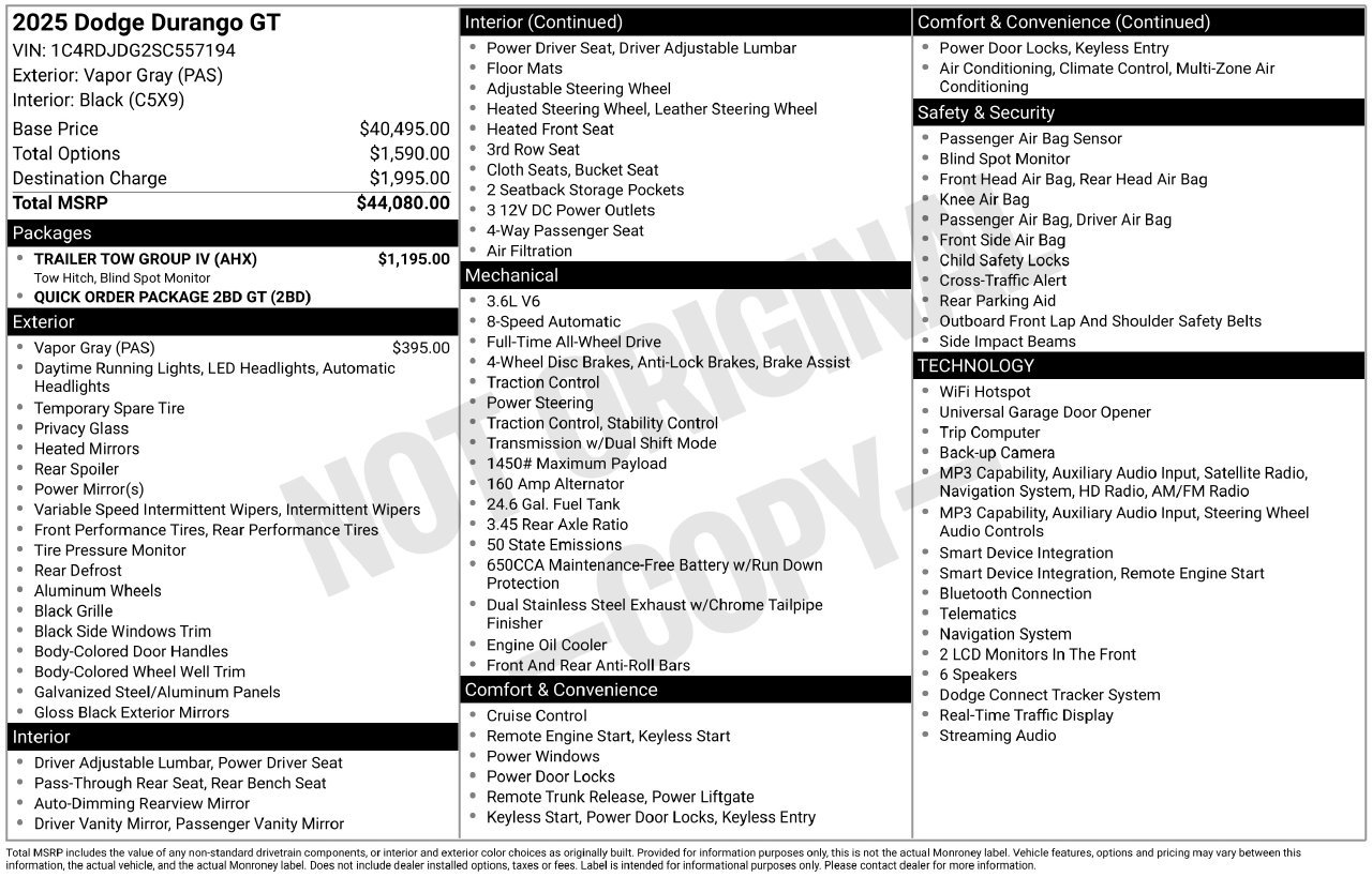 Used 2025 Dodge Durango GT w/ Trailer Tow Group IV AWD/4WD image 37