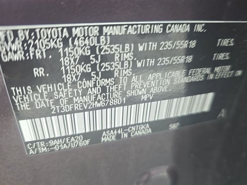 Used 2017 Toyota RAV4 Limited w/ All Weather Liner Package AWD/4WD image 9