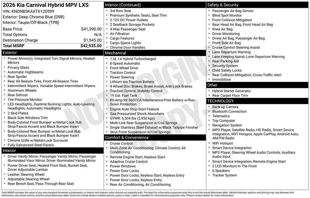 Certified 2026 Kia Carnival LXS FWD image 31