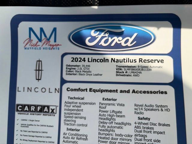 Used 2024 Lincoln Nautilus Reserve w/ Equipment Group 202A AWD/4WD image 46