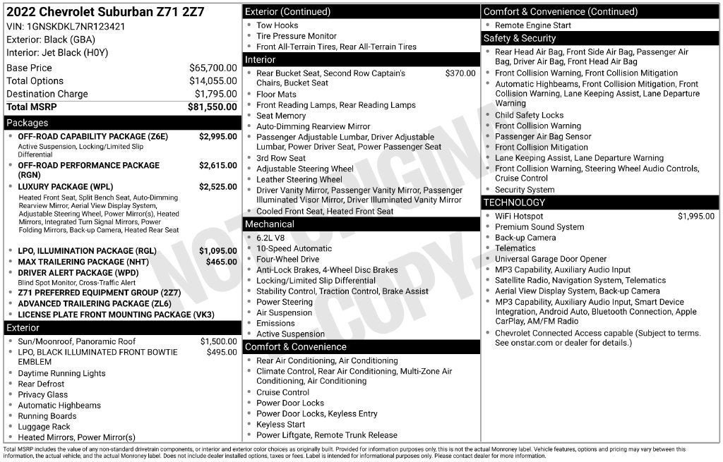 Used 2022 Chevrolet Suburban Z71 w/ Off-Road Capability Package AWD/4WD image 9