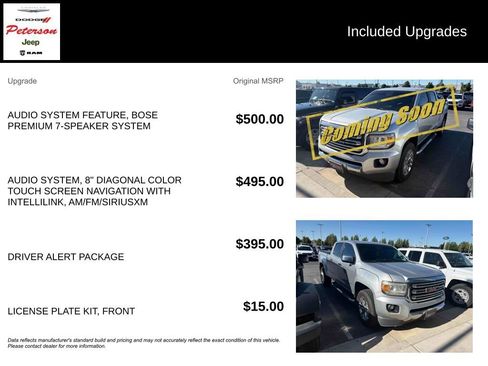 Used 2015 GMC Canyon SLT w/ Driver Alert Package AWD/4WD image 9