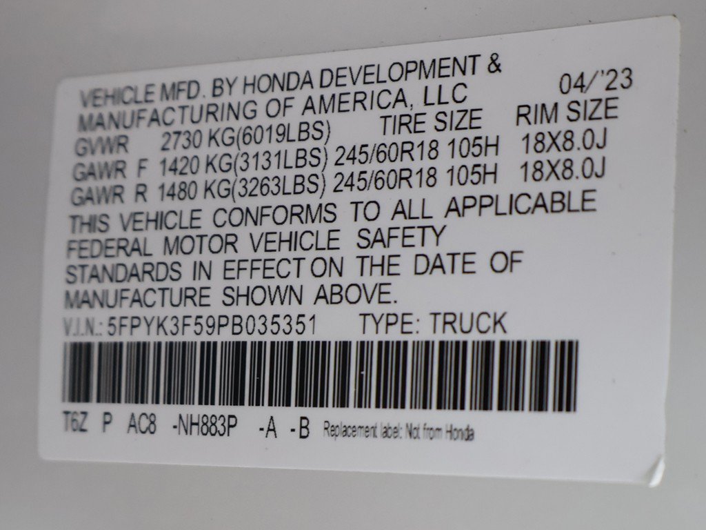 Used 2023 Honda Ridgeline RTL image 53