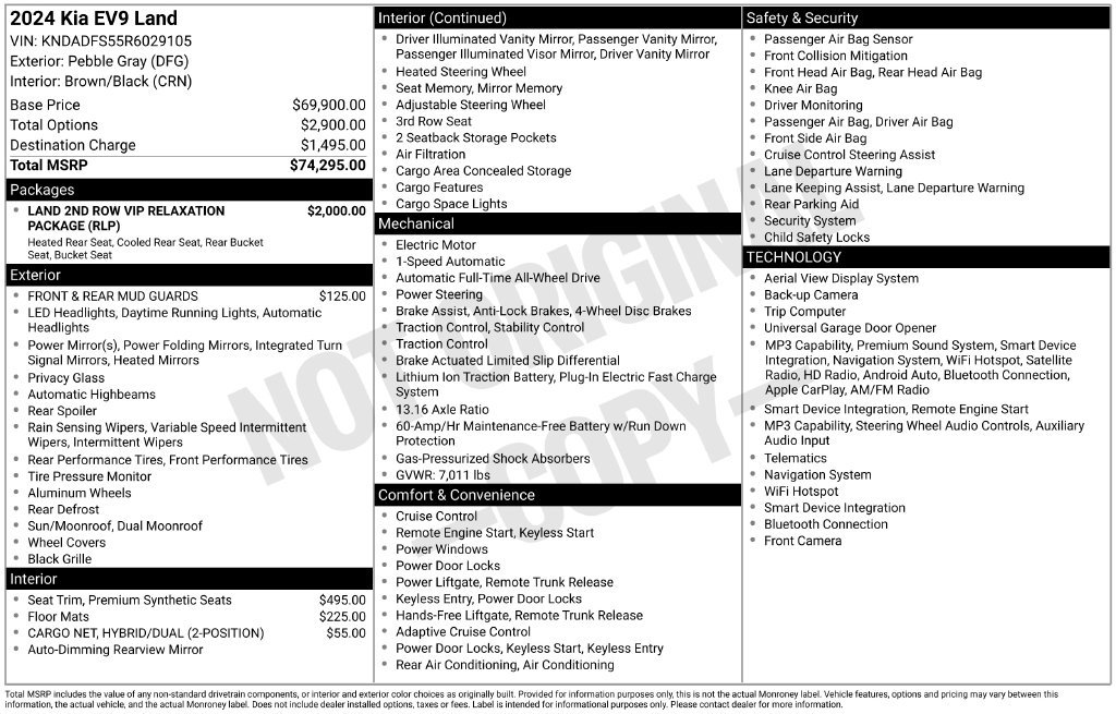 Certified 2024 Kia EV9 Land AWD/4WD image 12