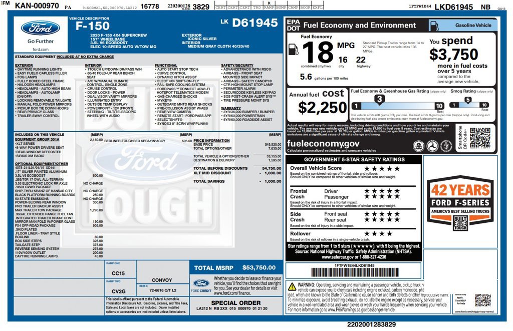 Used 2020 Ford F150 XLT w/ Equipment Group 301A Mid AWD/4WD image 6