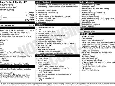 Used 2022 Subaru Outback Limited XT w/ Popular Package #2 AWD/4WD image 13