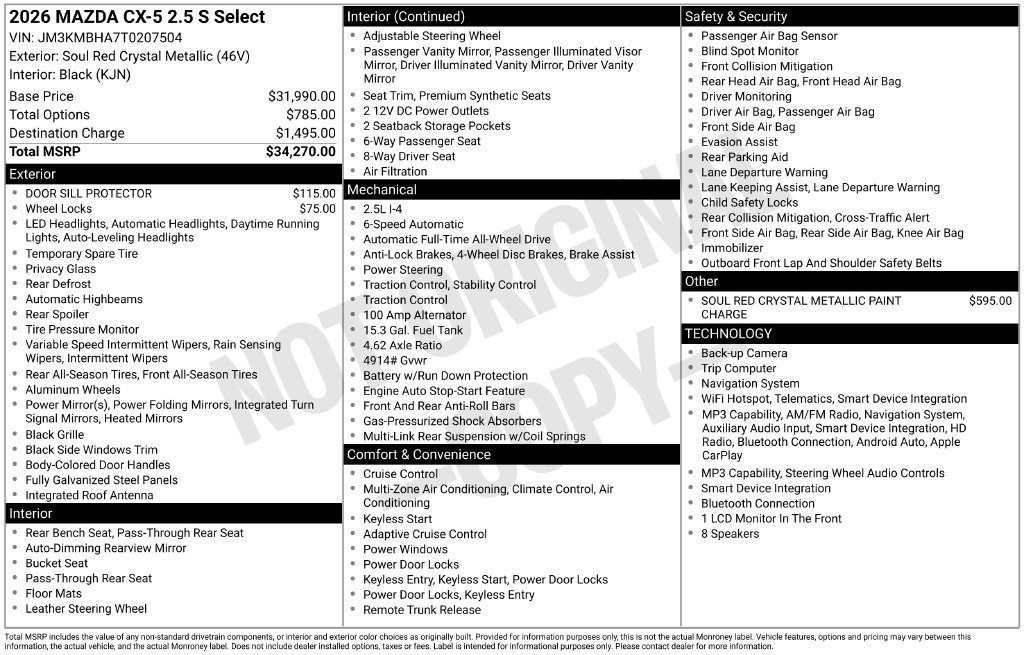 New 2026 MAZDA CX-5 Select AWD/4WD image 2