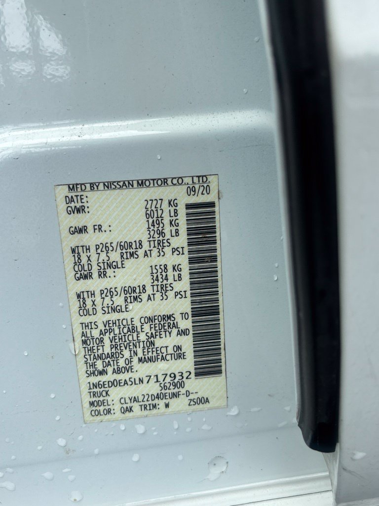 Used 2020 Nissan Frontier SV w/ Midnight Edition Floor Mats RWD image 5