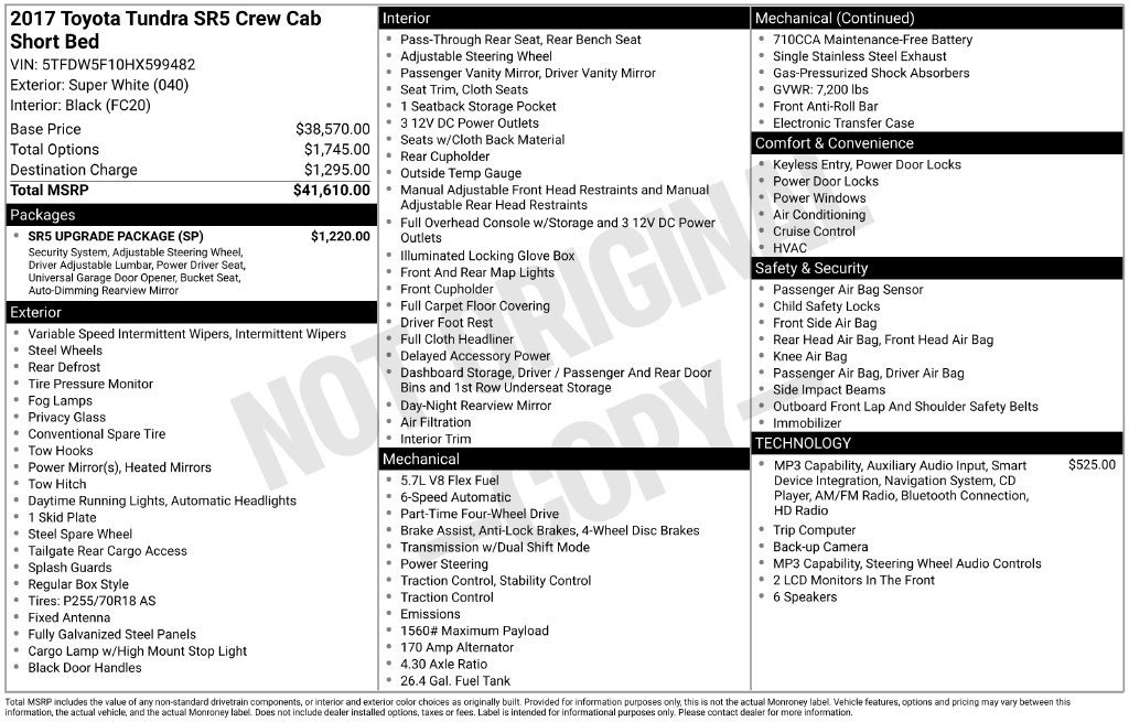 Used 2017 Toyota Tundra SR5 w/ SR5 Upgrade Package AWD/4WD image 17