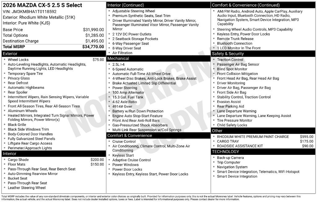New 2026 MAZDA CX-5 Select AWD/4WD image 6