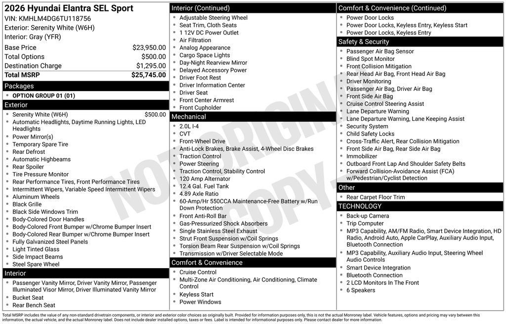 Certified 2026 Hyundai Elantra Sport FWD image 5