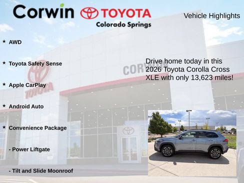 Used 2026 Toyota Corolla Cross XLE w/ Convenience Package AWD/4WD image 6
