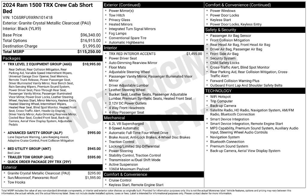 Used 2024 RAM 1500 TRX w/ TRX Level 2 Equipment Group AWD/4WD image 7