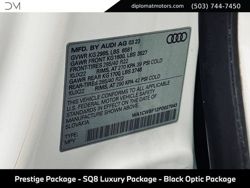 Used 2023 Audi SQ8 Prestige w/ Prestige Package AWD/4WD image 52