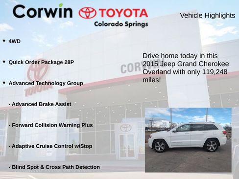 Used 2015 Jeep Grand Cherokee Overland w/ Advanced Technology Group image 7