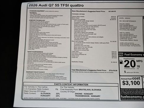 New 2026 Audi Q7 2.0T Premium Plus AWD/4WD image 40