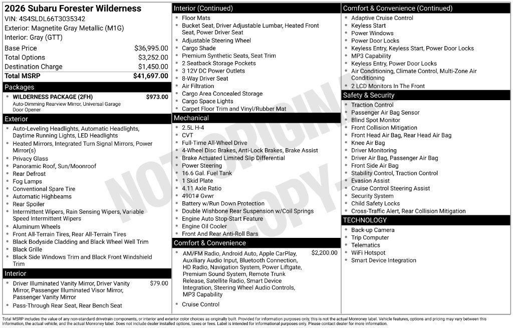 New 2026 Subaru Forester Wilderness w/ Wilderness Package AWD/4WD image 24