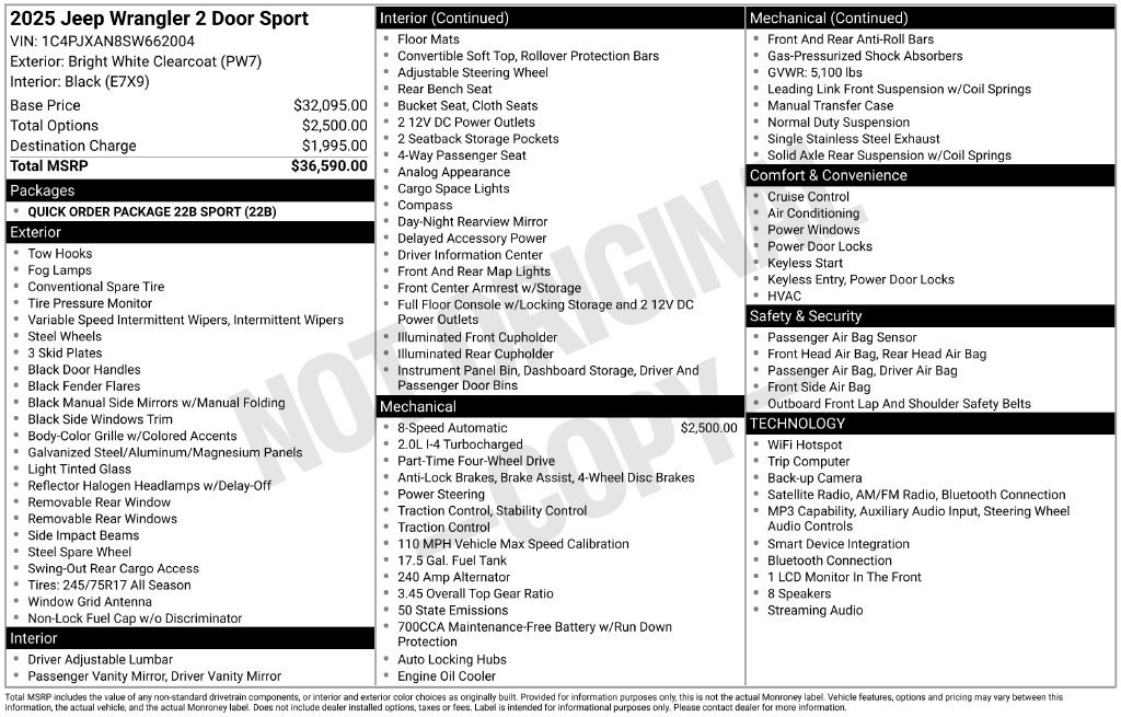 Used 2025 Jeep Wrangler Sport AWD/4WD image 6
