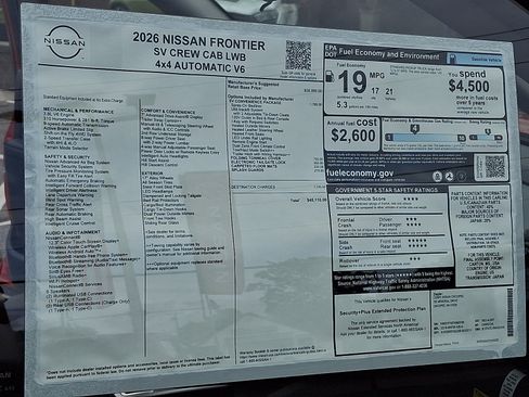New 2026 Nissan Frontier SV w/ SV Convenience Package AWD/4WD image 20