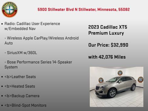 Used 2023 Cadillac XT5 Premium Luxury w/ LPO, Floor Liner Package AWD/4WD image 10