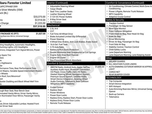 Certified 2023 Subaru Forester Limited w/ Popular Package #2 AWD/4WD image 35