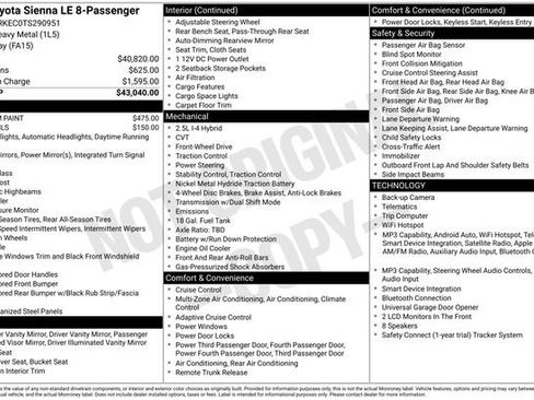 Used 2026 Toyota Sienna LE FWD image 34
