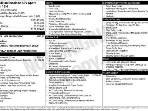 Certified 2023 Cadillac Escalade ESV Sport Platinum w/ LPO, Floor Liner Package image 33